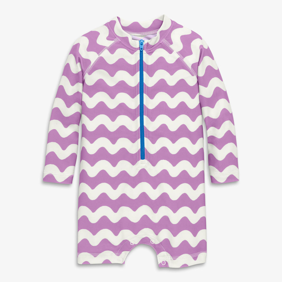 Clearance baby one-piece rash guard in waves