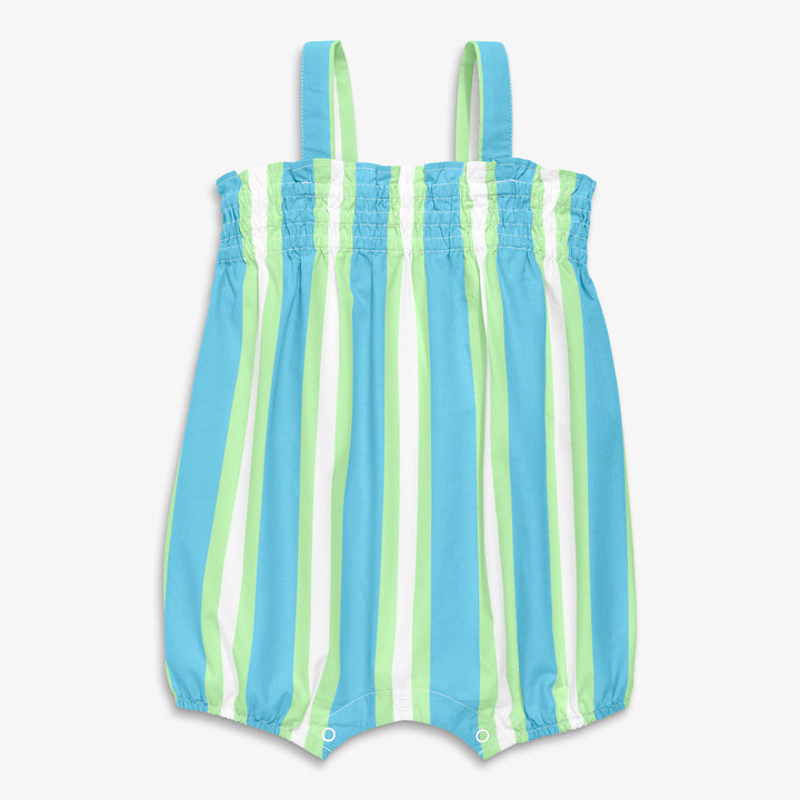 baby smocked bubble shortie in awning stripe
