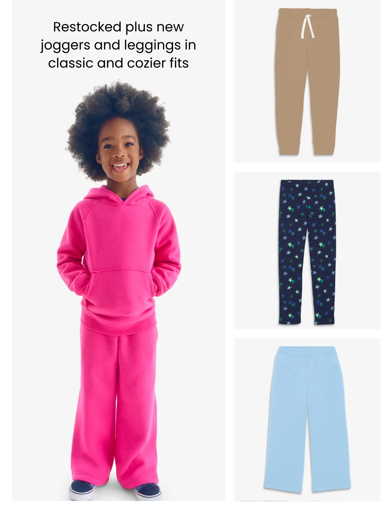 Restocked plus new joggers and leggings in classic and cozier fits