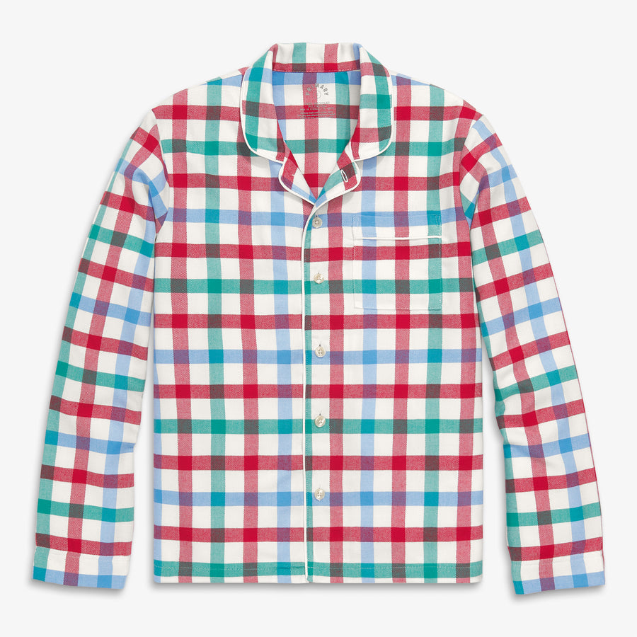 Adult flannel PJ top in peppermint plaid (unisex fit)