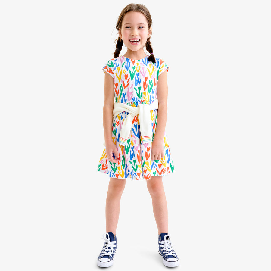 Kids backyard dress in rainbow tulip fields