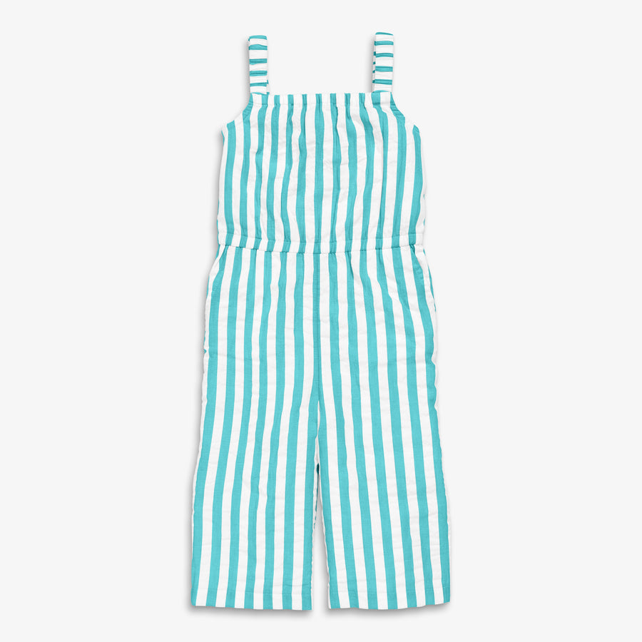 Kids tank jumpsuit in seersucker stripe