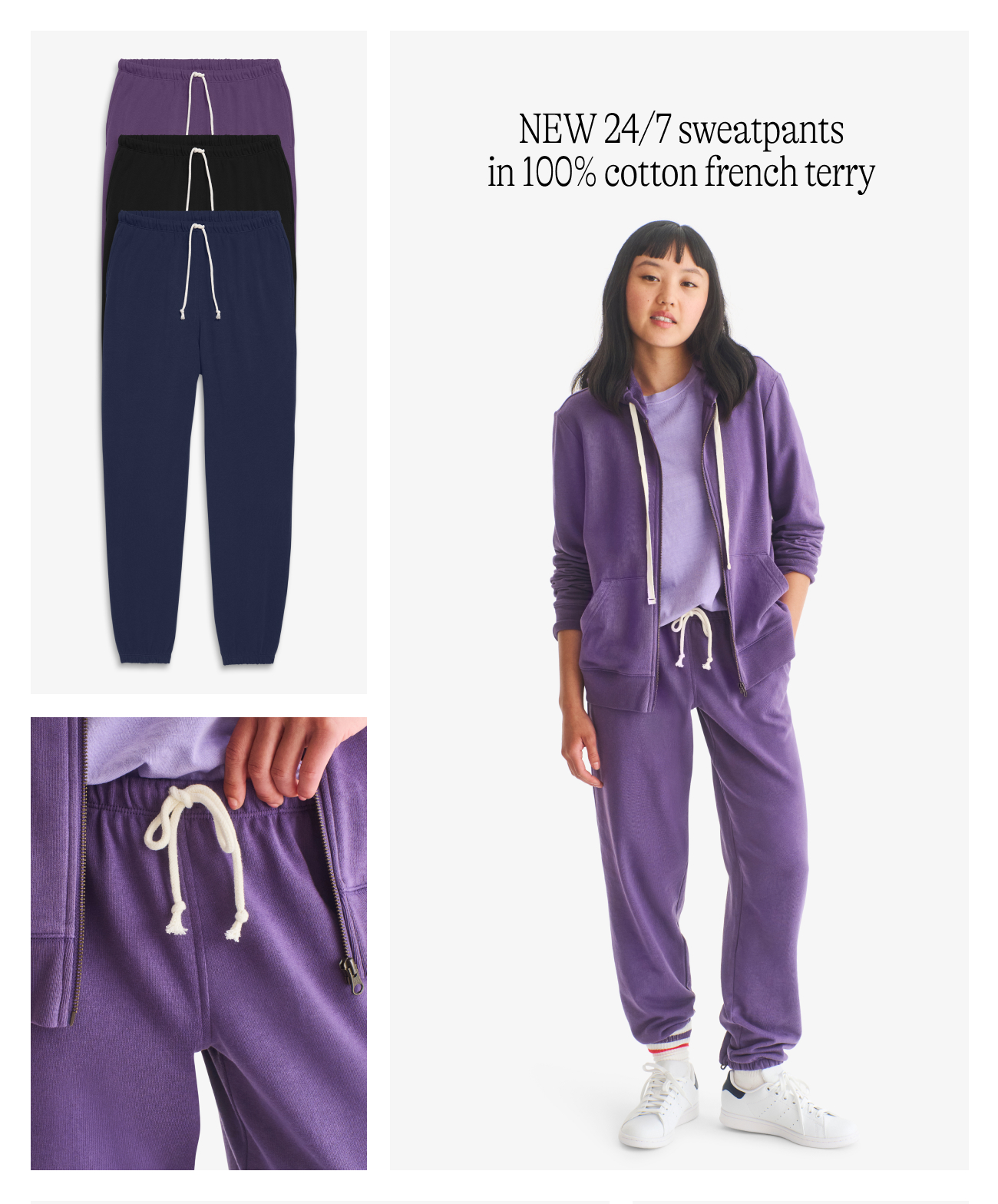 NEW 24/7 sweatpants in 100% cotton french terry