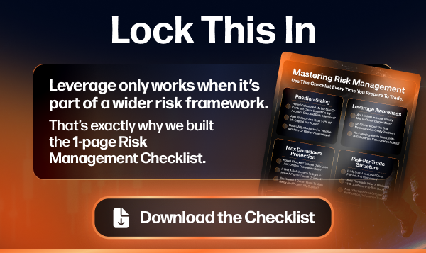 FTUK Futures graphic promoting a one page risk management checklist download to help traders use leverage within a structured framework