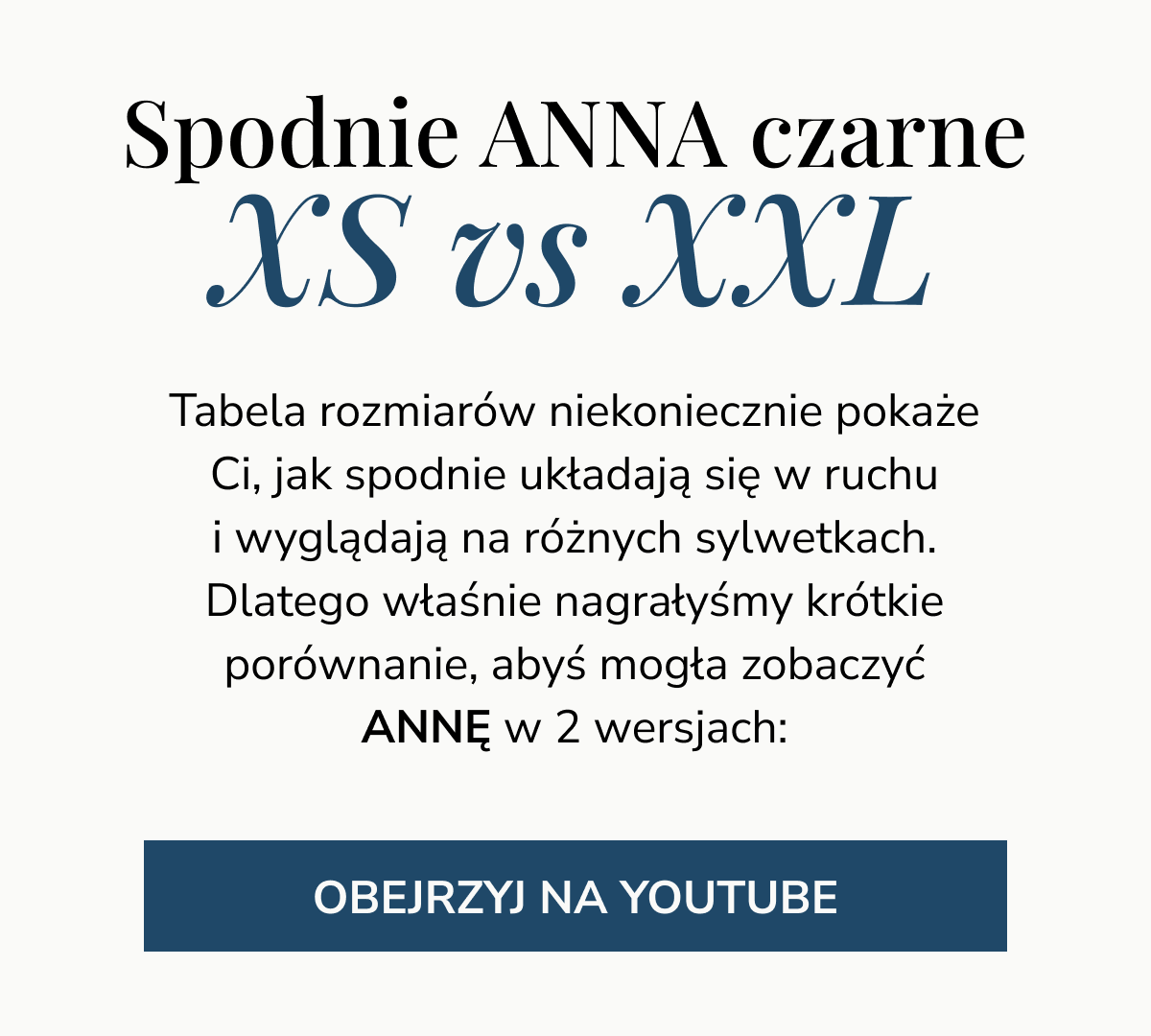 Model ANNA czarna w rozmiarze XS vs XXL