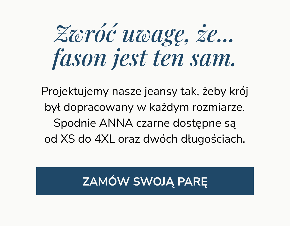 Model ANNA czarna w rozmiarze XS vs XXL