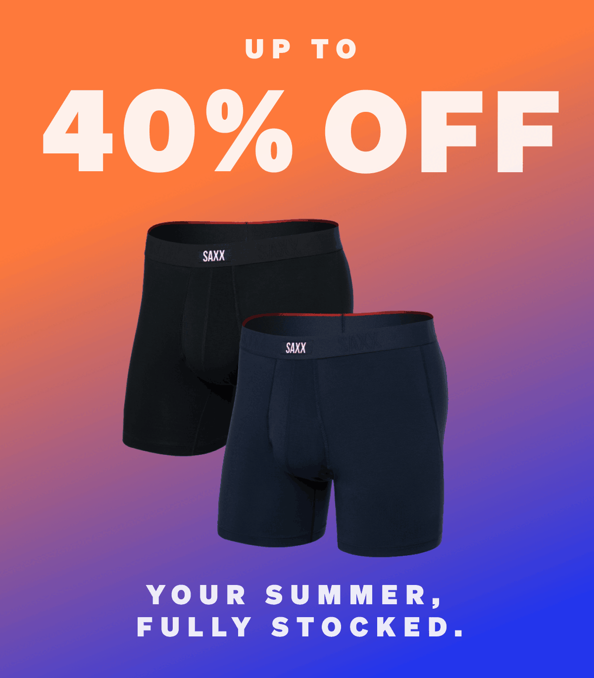 Up to 40% off. The endless Summer Sale is on.