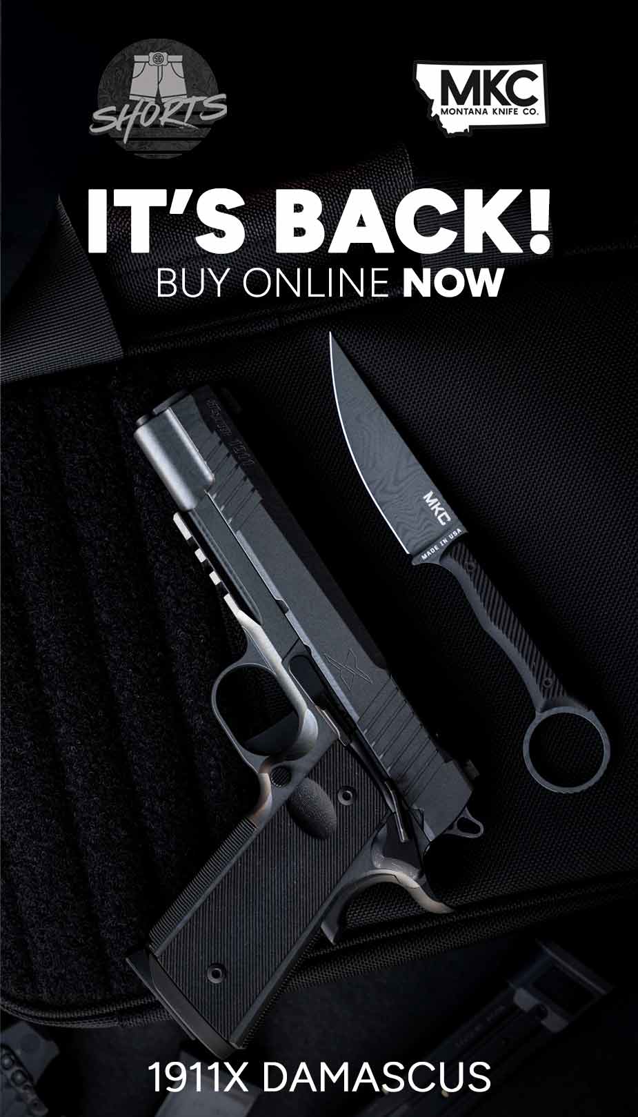 SIG SHORTS Limited Edition Damascus Cerakote 1911X Pistol & Wargoat Knife Kit SIG SHORTS Limited Edition Damascus Cerakote 1911X Pistol & Wargoat Knife Kit