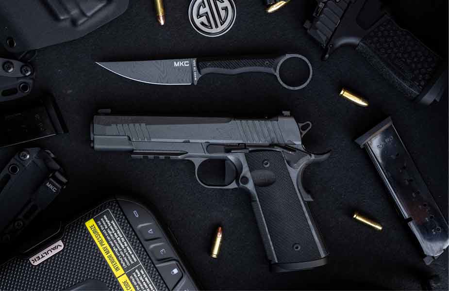 SIG SHORTS Limited Edition Damascus Cerakote 1911X Pistol & Wargoat Knife Kit