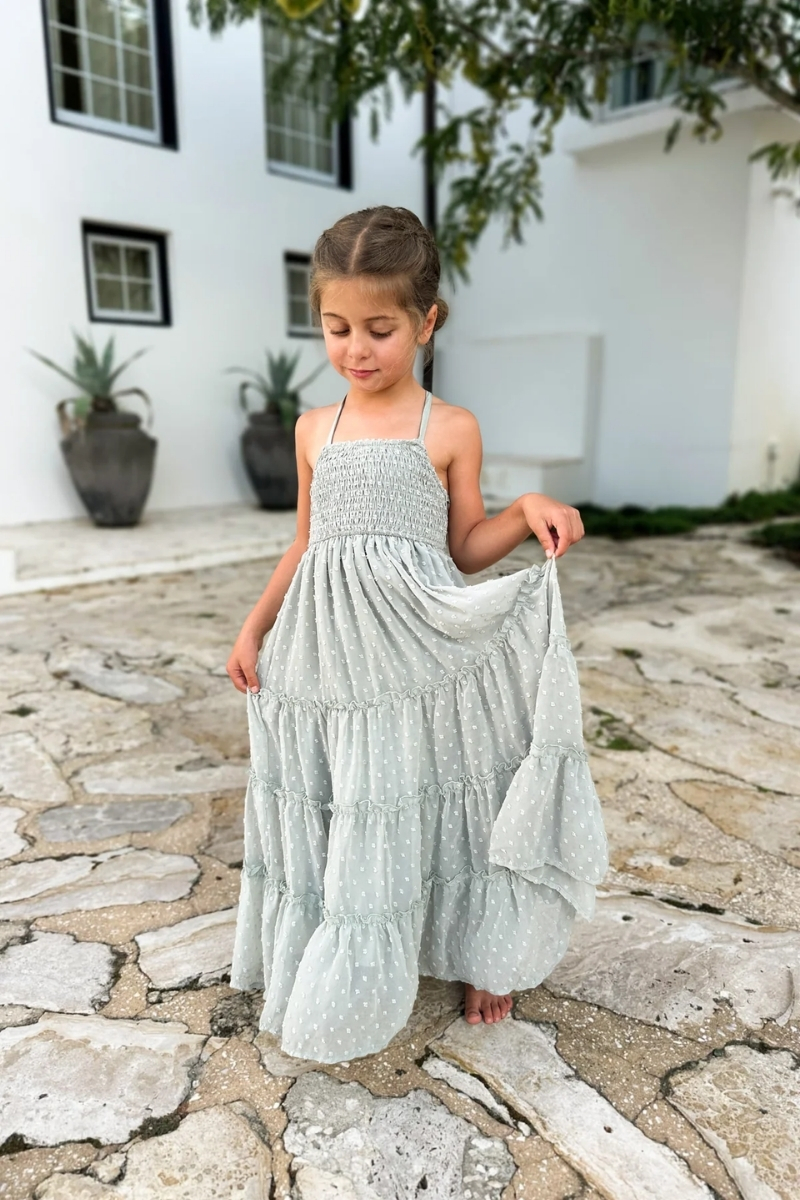 Vera Flow Dress (sage swiss dot)