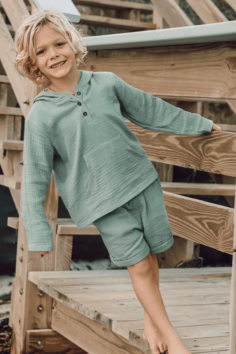 Knox Shorts (soft teal muslin)