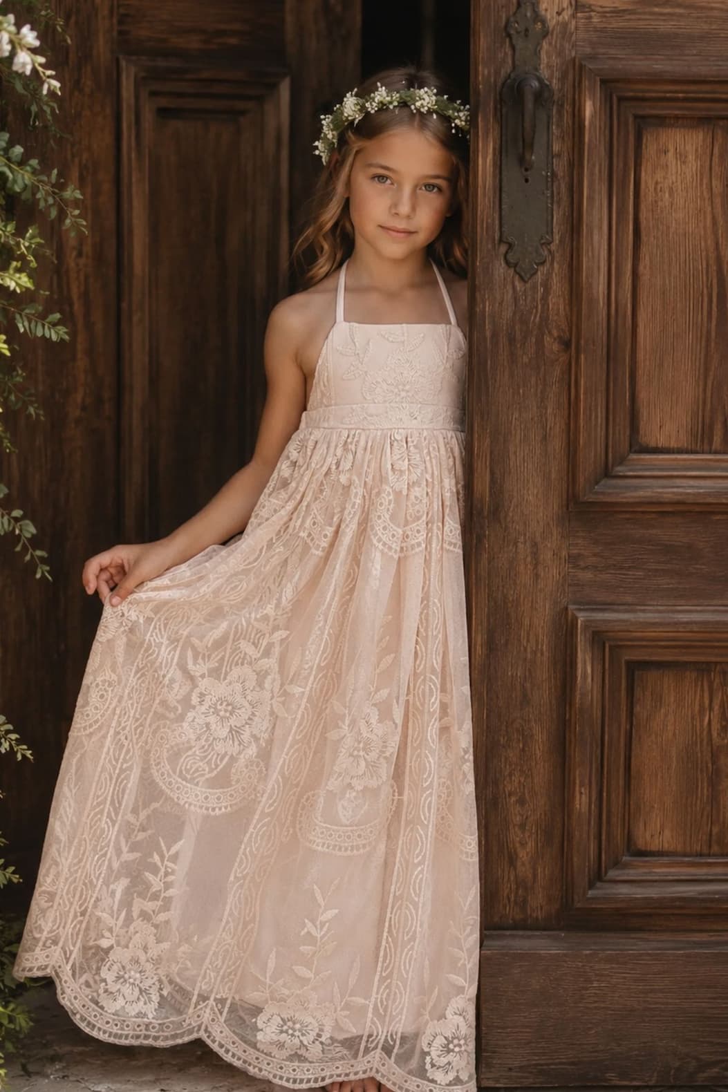 Madeline Lace Dress (natural pink)
