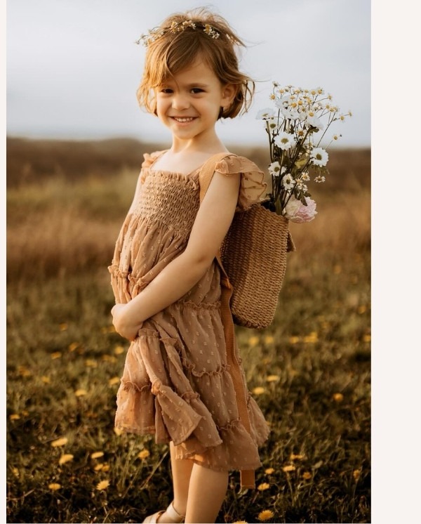 Pia Dress (mocha swiss dot)