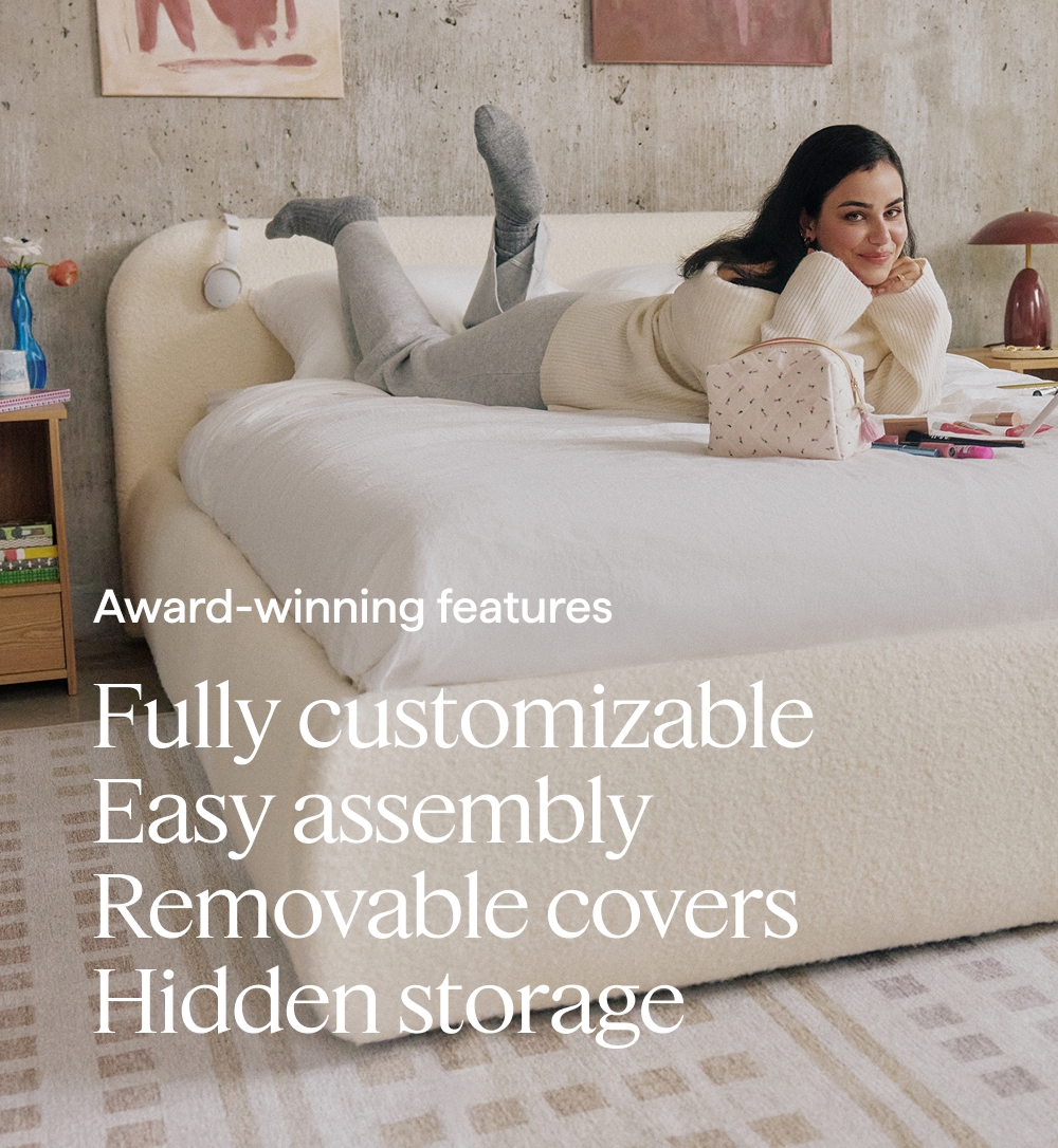 Award-winning features. Fully customizable | Easy assembly | Removable covers | Hidden storage.