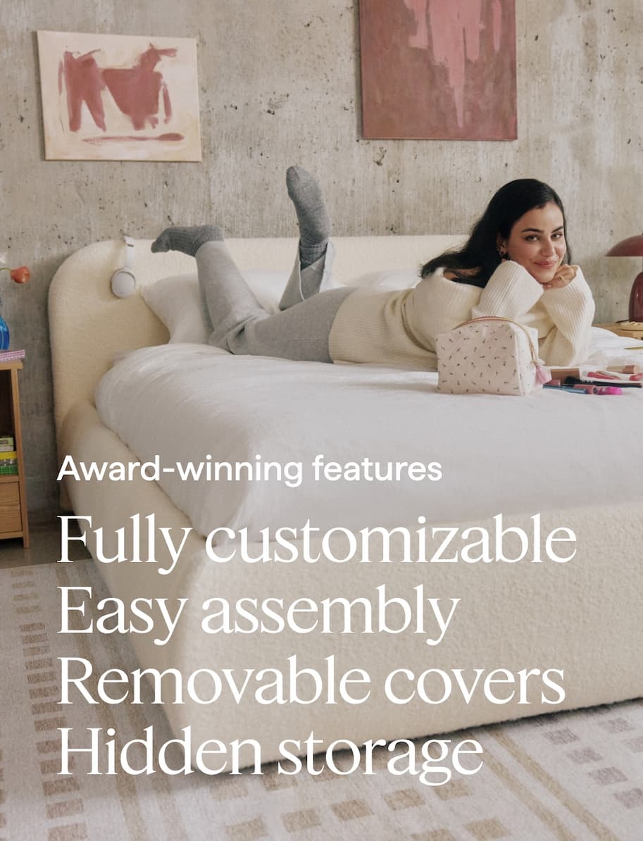 Award-winning features. Fully customizable | Easy assembly | Removable covers | Hidden storage.