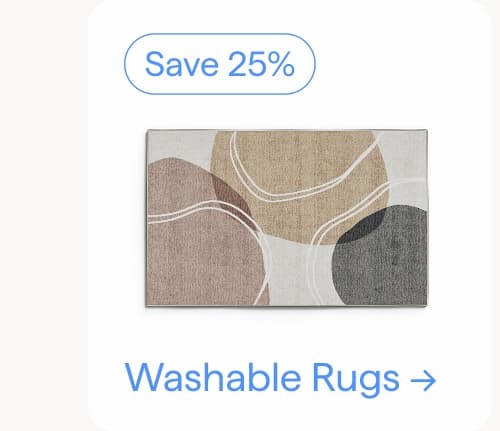 Save 25%. Washable Rugs.