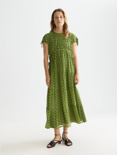 Tiered Printed Chiffon Midi Dress