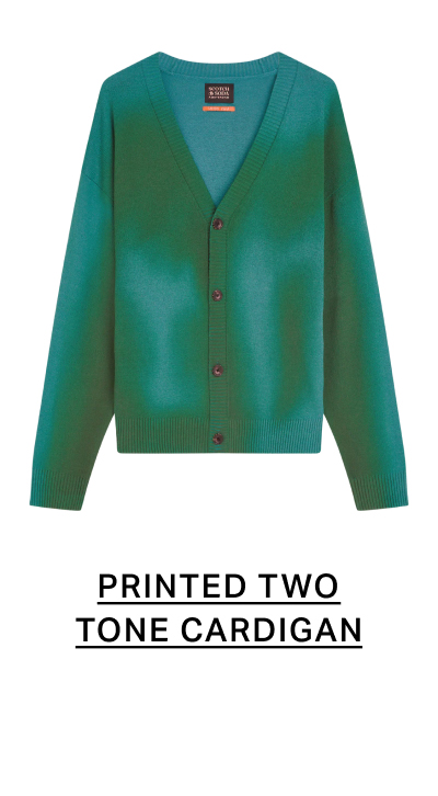 Printed Two Tone Relaxed-Fit Cardigan