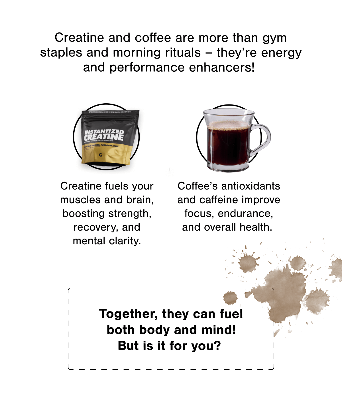 Creatine and coffee are more than gym staples and morning rituals – they're energy and performance enhancers! 