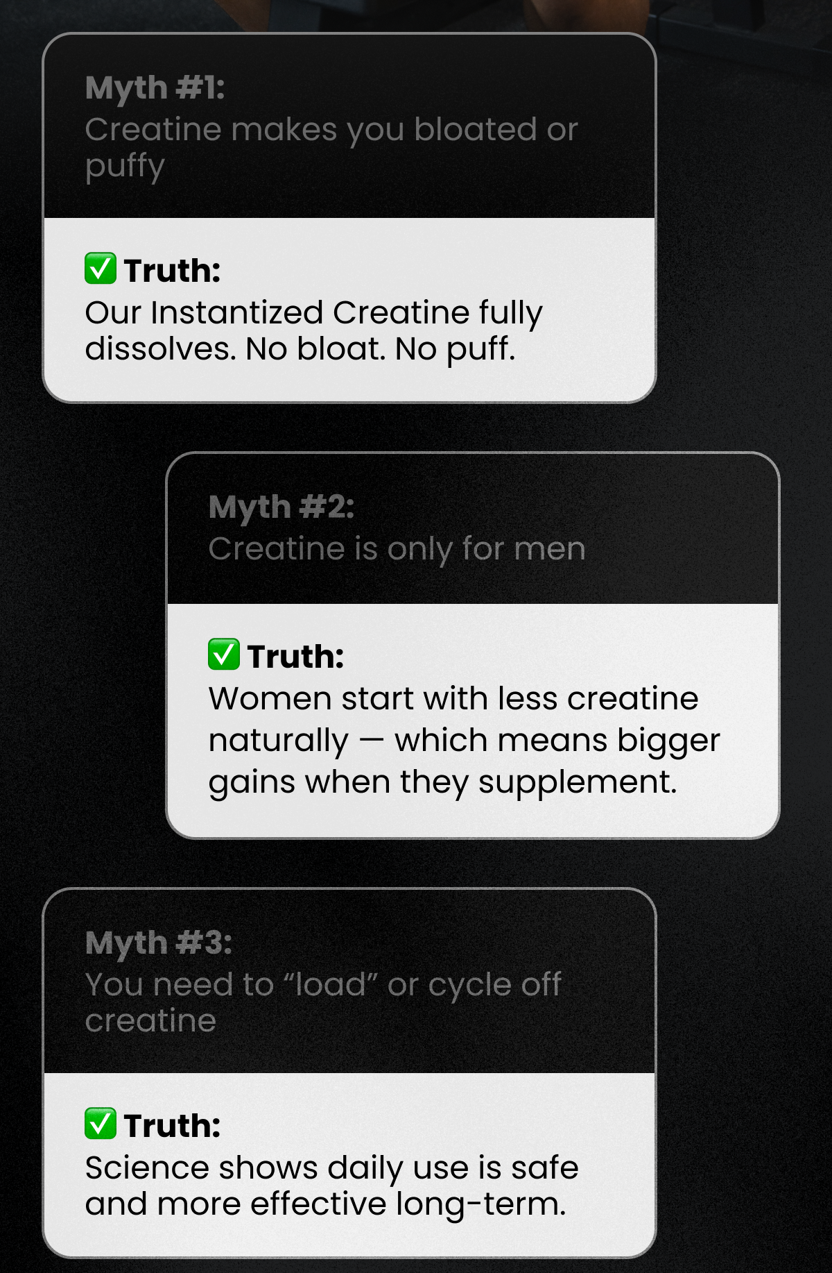 Myth #1: Creatine makes you bloated or puffy