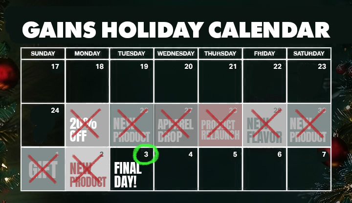 GAINS HOLIDAY CALENDAR