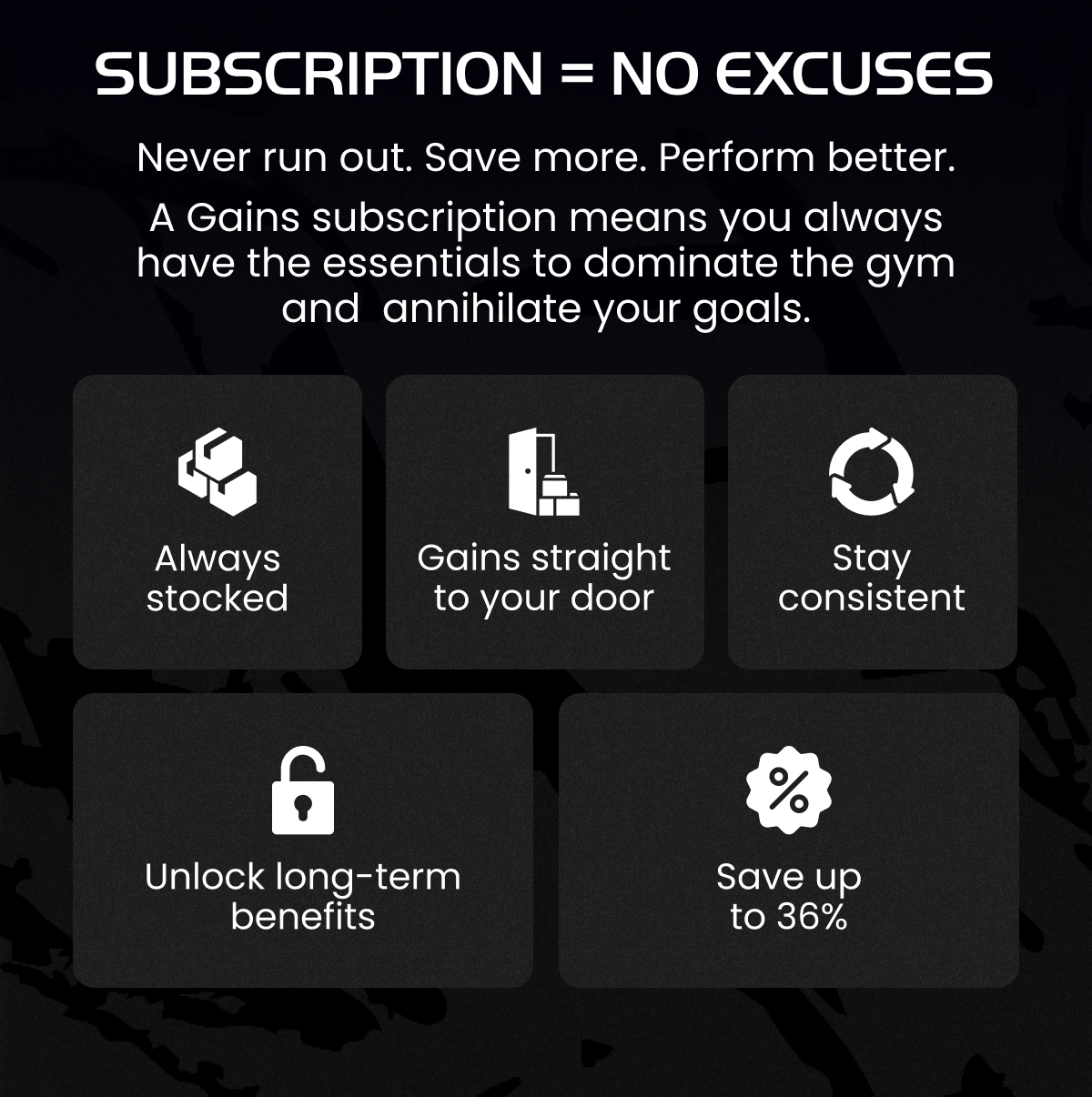 SUBSCRIPTION = NO EXCUSES