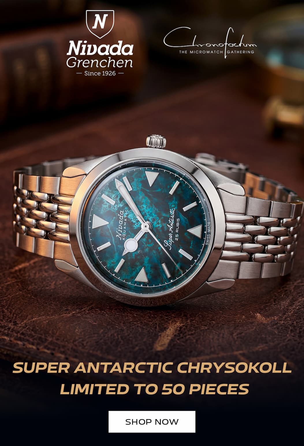 Nivada Grenchen Partners with Chronofactum for Super Antarctic Chrysokoll