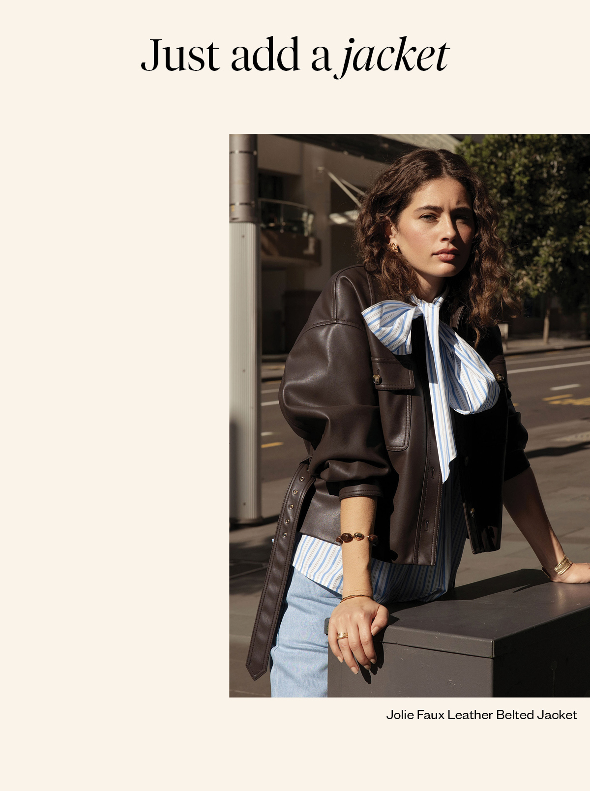 Jolie Faux Leather Belted Jacket