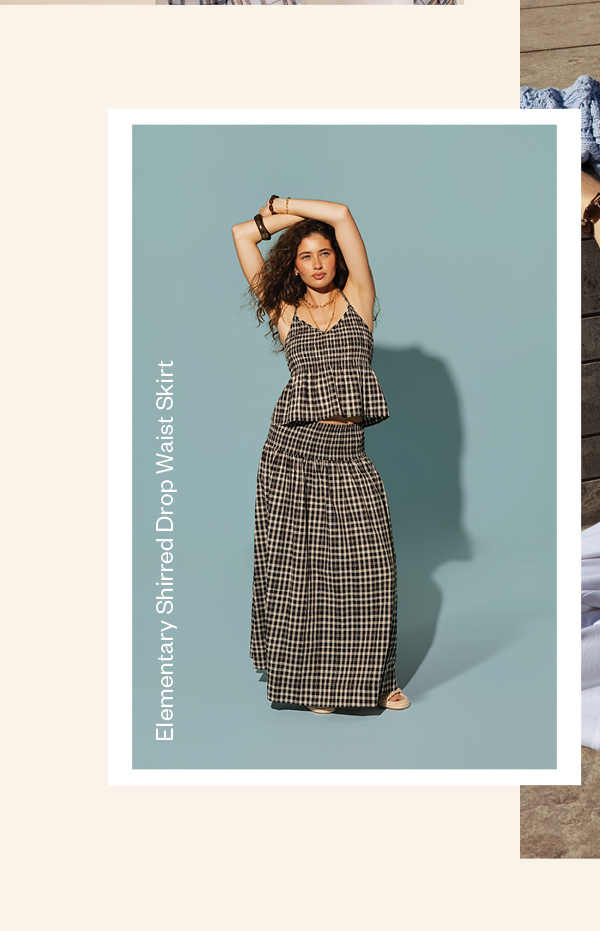 Elementary Shirred Drop Waist Skirt