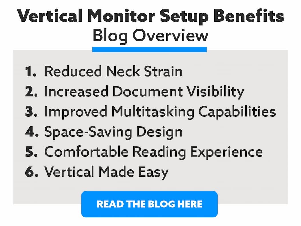 Vertical Monitor Setup Benefits Blog Overview. Read Blog Here.