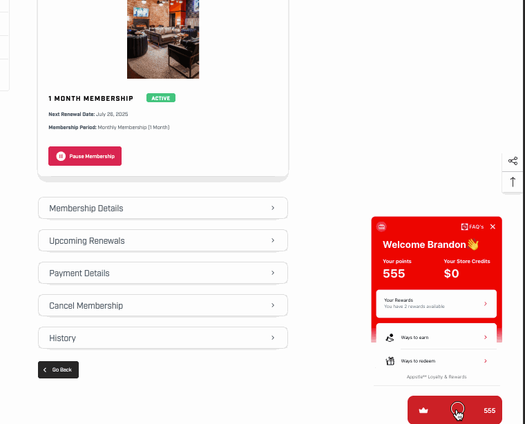 Locating the referral link inside the loyalty window