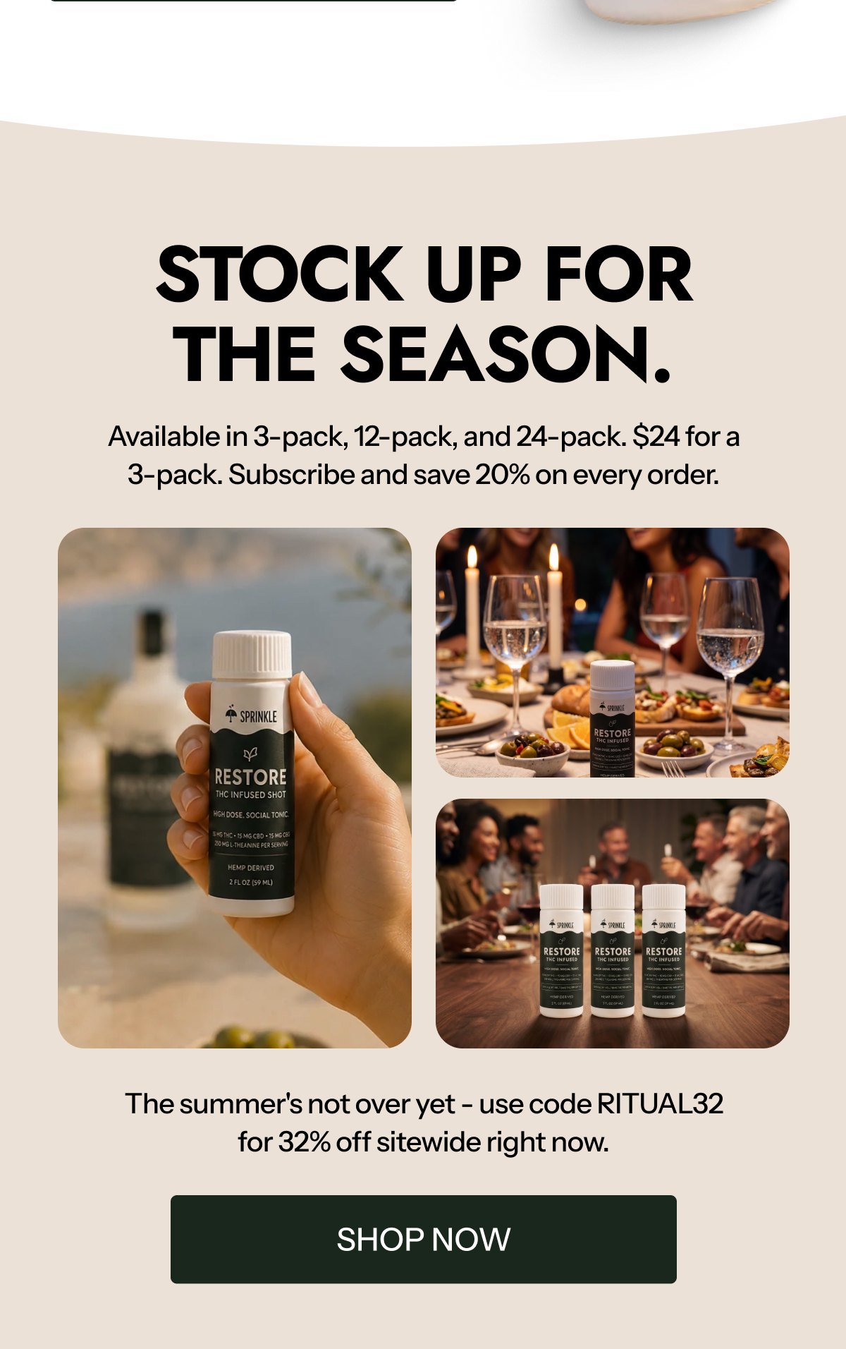 Stock up for the season. Available in 3-pack, 12-pack, and 24-pack. $24 for a 3-pack. Subscribe and save 20% on every order.