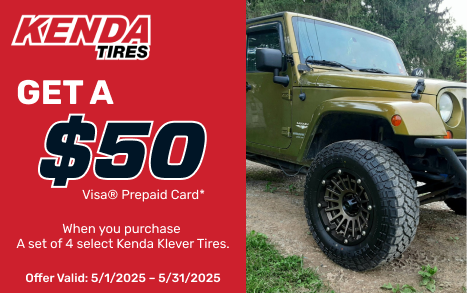Kenda Tires: Buy a set of 4 Kenda Klever Tires, Get $50 prepaid card