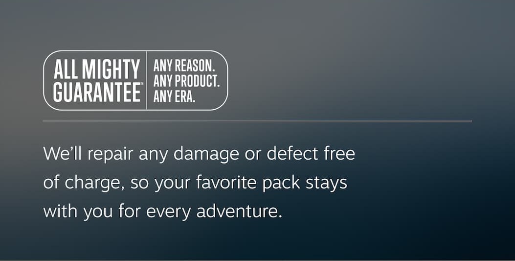 We’ll repair any damage or defect free of charge, so your favorite pack stays with you for every adventure.