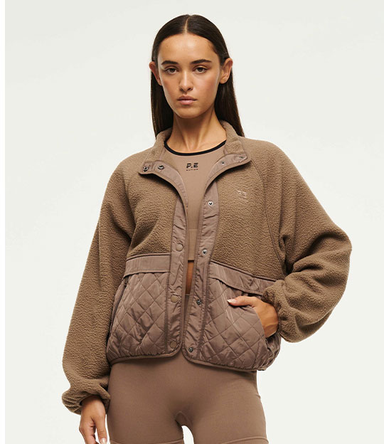 Technique Quilt Jacket in Fossil