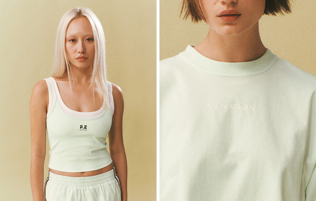 girl in Mint tank and tee