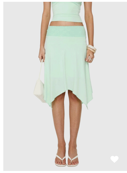 Natabelle Lace Detail Midi Skirt Mint