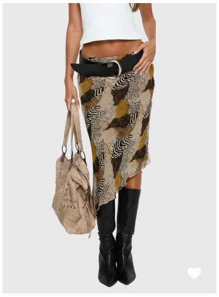 Suella Asymmetrical Midi Skirt Animal Multi