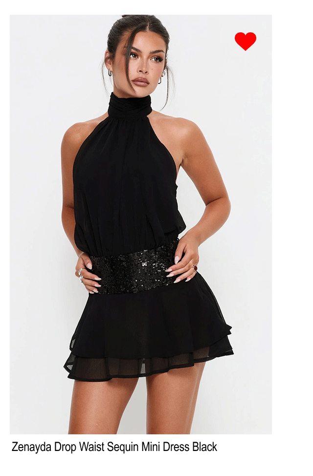 Zenayda Drop Waist Sequin Mini Dress Black