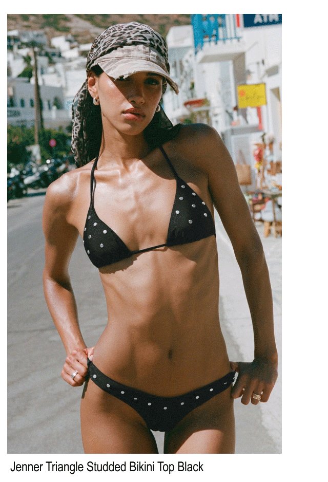 Jenner Triangle Studded Bikini Top Black