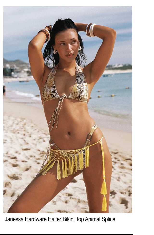 Janessa Hardware Halter Bikini Top Animal Splice