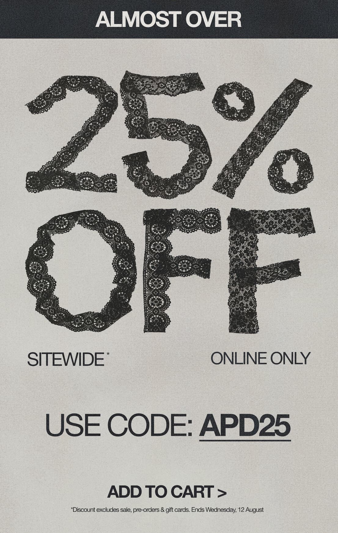 Add to cart, get 25% off >