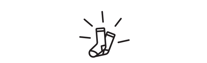 A pair of Hiking socks drawn with rays of light behind them
