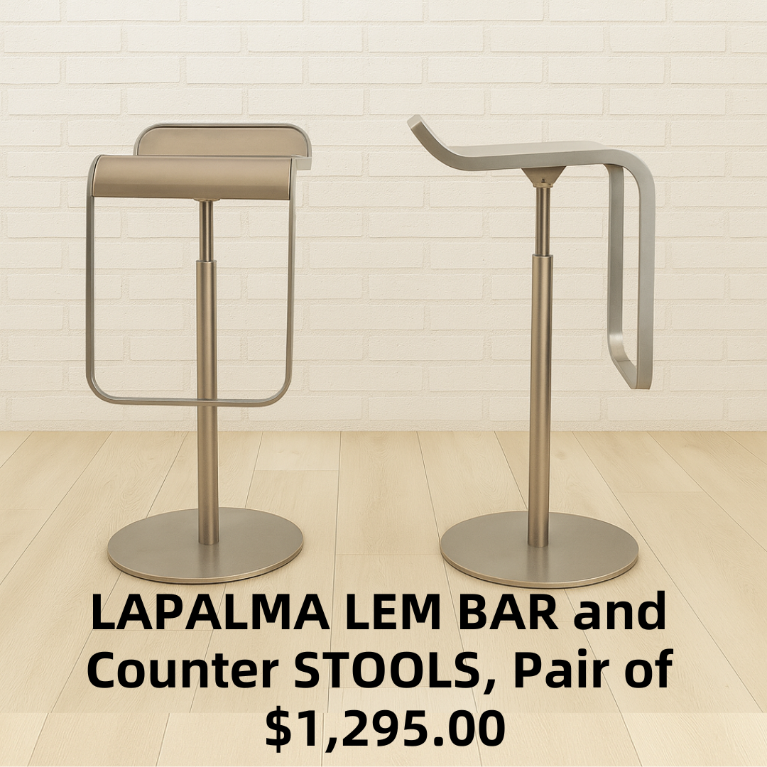 LAPALMA LEM BAR and Counter STOOLS, Pair of
