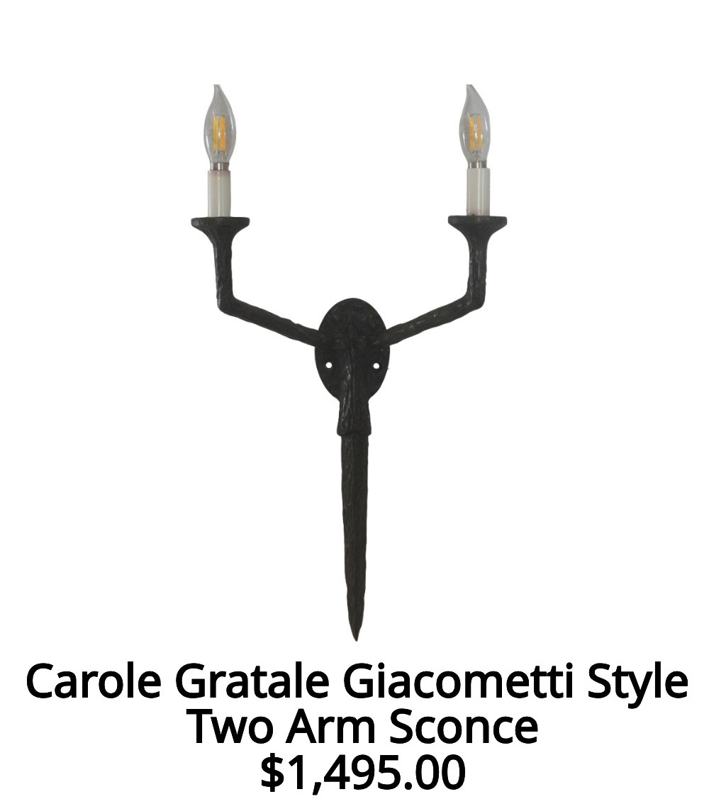 Carole Gratale Giacometti Style Two Arm Sconce