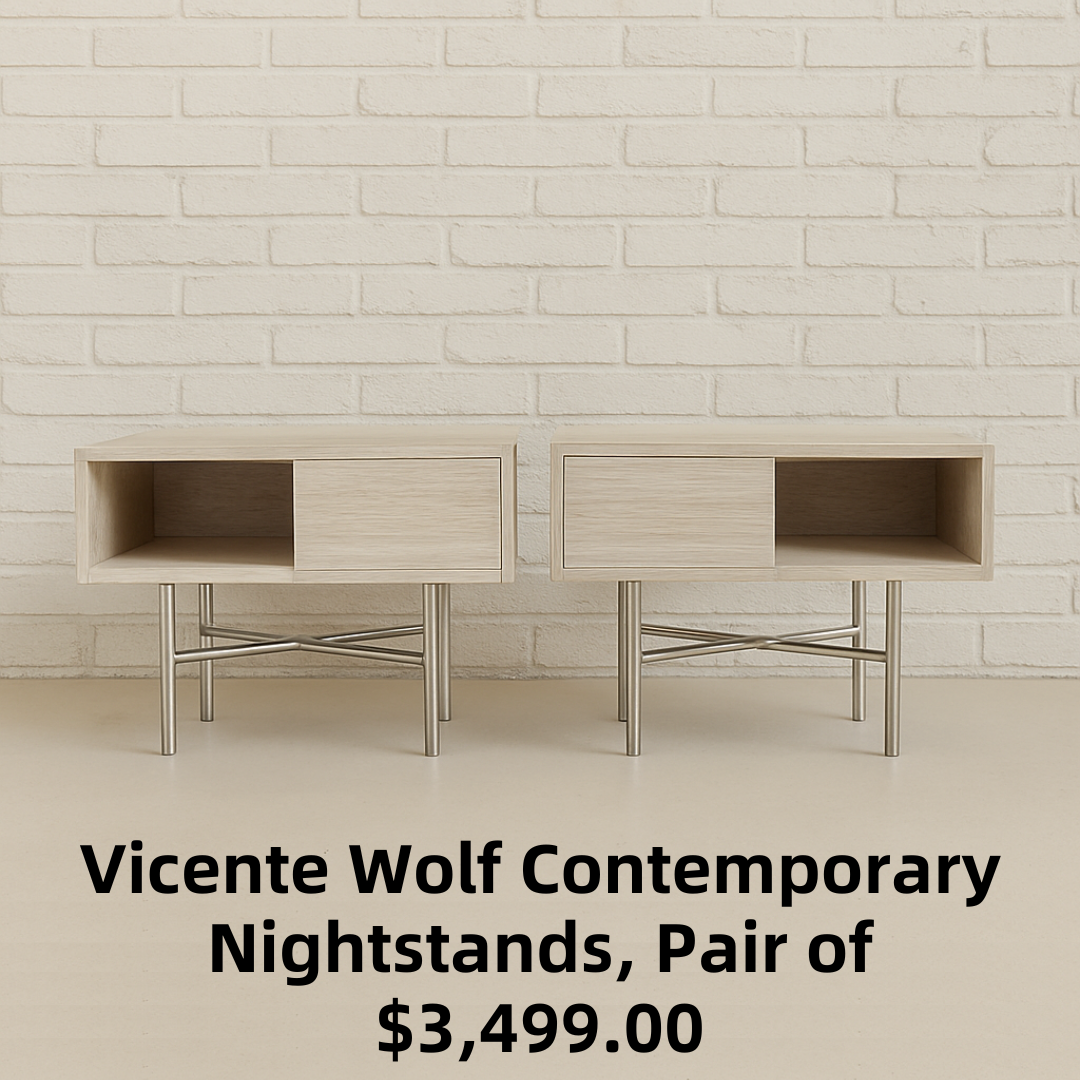Vicente Wolf Contemporary Nightstands, Pair of