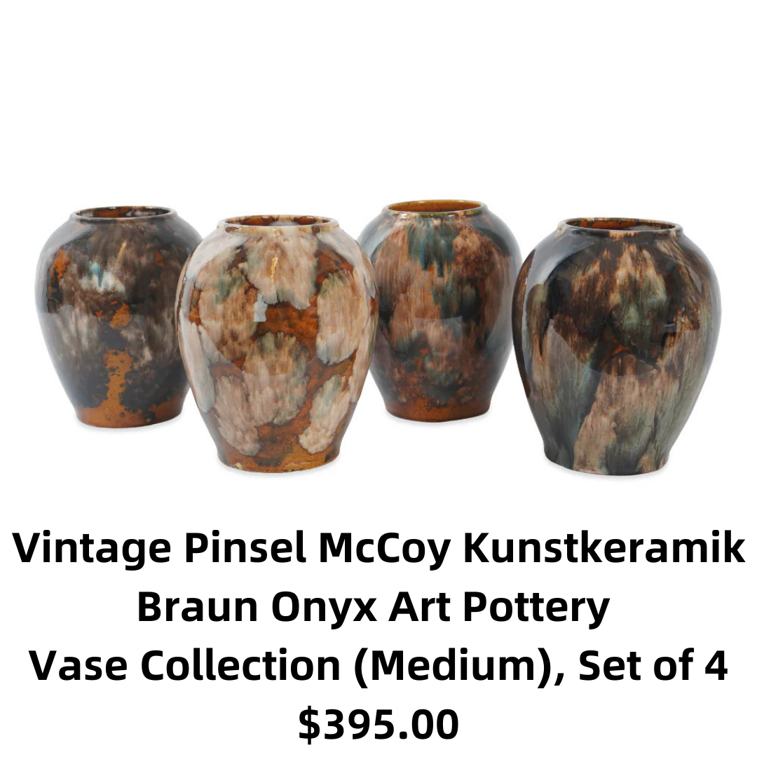 Vintage Pinsel McCoy Kunstkeramik Braun Onyx Art Pottery Vase Collection (Medium), Set of 4