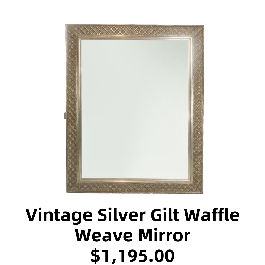 Vintage Silver Gilt Waffle Weave Mirror