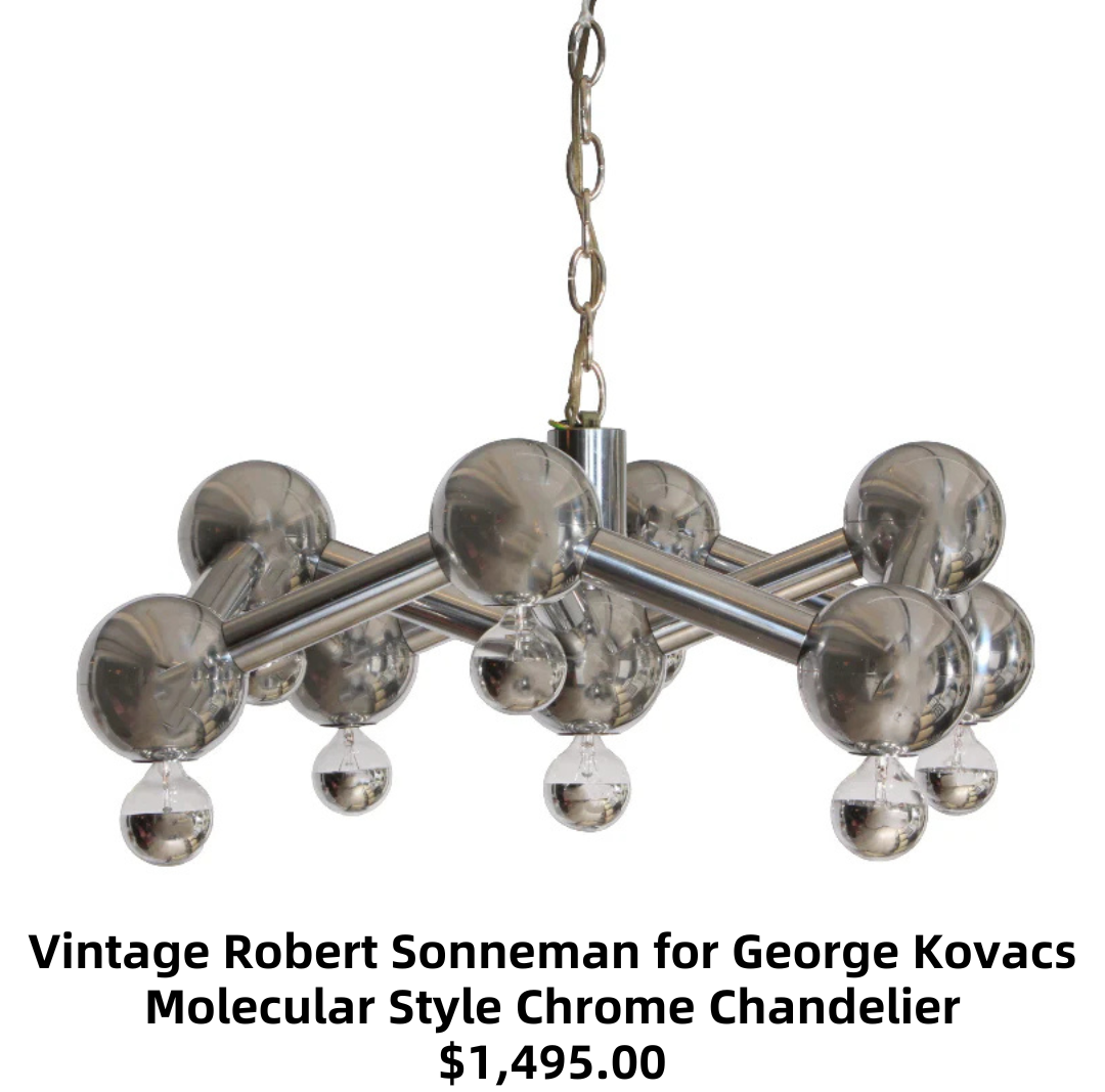 Vintage Robert Sonneman for George Kovacs Mid-Century Modern Molecular Style Chrome Chandelier
