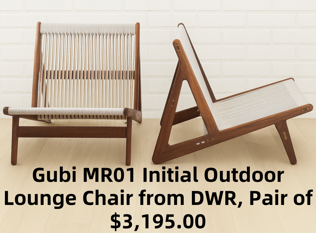 Gubi MR01 Initial Outdoor Lounge Chair from DWR, Pair of